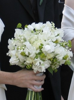 Sweet pea and lily of the valley bouquet