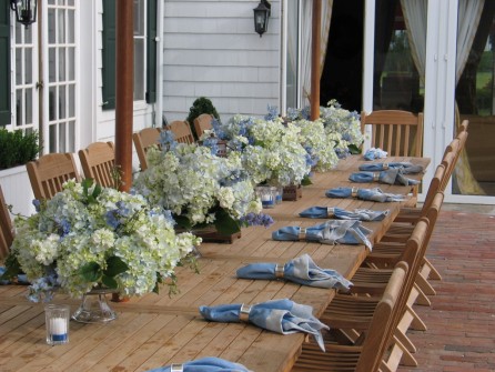 Touches of blue at a home in Sagaponack