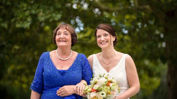 Mother and daughter on her wedding day